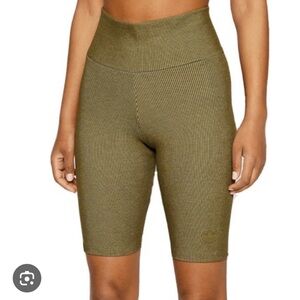 adidas Olive Ribbed Bike Shorts
